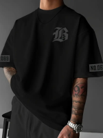 Baskılı Oversize Bisiklet Yaka T-shirt