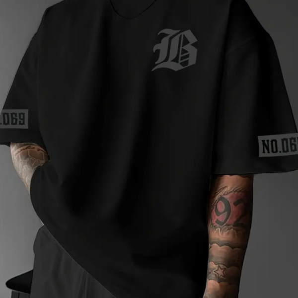 Baskılı Oversize Bisiklet Yaka T-shirt