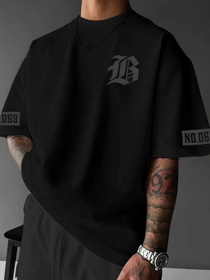 33ece192e9ee26d1d12d5cdb6bda57a8_74435-0.png Baskılı Oversize Bisiklet Yaka T-shirt - Görsel 1