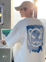 Baskılı Oversize Bisiklet Yaka T-shirt - Görsel 2