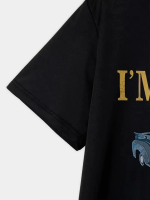 Baskılı Oversize Bisiklet Yaka T-shirt - Görsel 2
