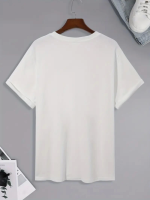Baskılı Oversize Bisiklet Yaka T-shirt - Görsel 4