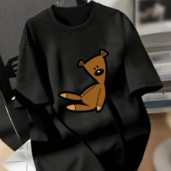 Baskılı Oversize Bisiklet Yaka T-shirt