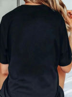 Baskılı Oversize Bisiklet Yaka T-shirt - Görsel 2