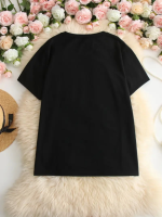 Baskılı Oversize Bisiklet Yaka T-shirt - Görsel 3