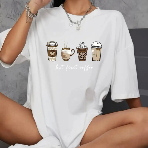 Baskılı Oversize Bisiklet Yaka T-shirt
