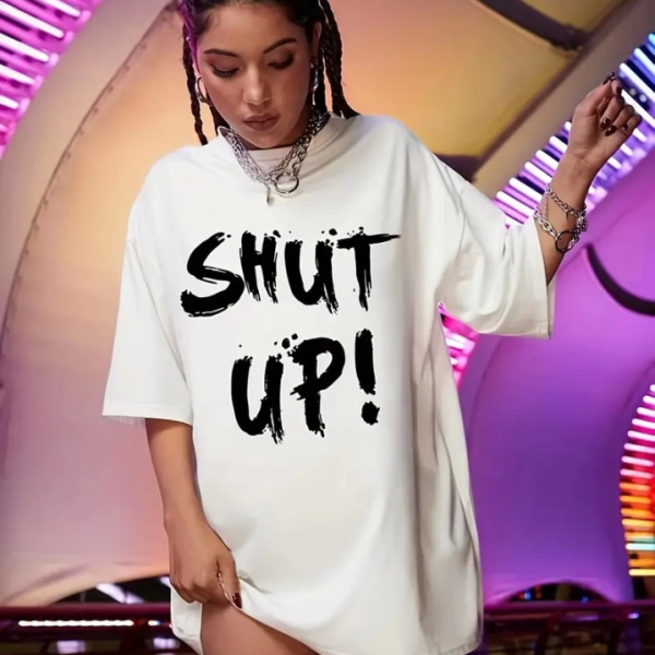 Baskılı Oversize Bisiklet Yaka T-shirt