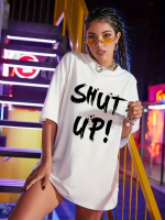 Baskılı Oversize Bisiklet Yaka T-shirt - Görsel 4