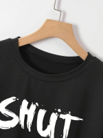Baskılı Oversize Bisiklet Yaka T-shirt - Görsel 2