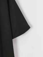 Baskılı Oversize Bisiklet Yaka T-shirt - Görsel 3