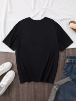 Baskılı Oversize Bisiklet Yaka T-shirt - Görsel 4