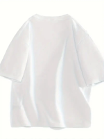 Baskılı Oversize Bisiklet Yaka T-shirt - Görsel 4
