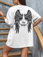 Baskılı Oversize Bisiklet Yaka T-shirt