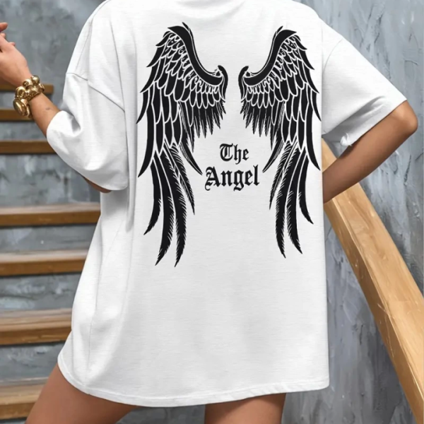 Baskılı Oversize Bisiklet Yaka T-shirt