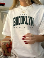 Baskılı Oversize Bisiklet Yaka T-shirt