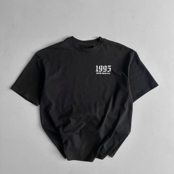 Baskılı Oversize Bisiklet Yaka T-shirt