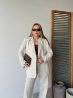 Keten Ceket Pantolon Ikili Takım