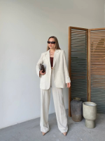 Keten Ceket Pantolon Ikili Takım - Görsel 4