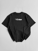 Baskılı Oversize Bisiklet Yaka T-shirt