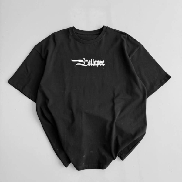 Baskılı Oversize Bisiklet Yaka T-shirt