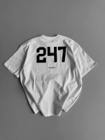 Baskılı Oversize Bisiklet Yaka T-shirt