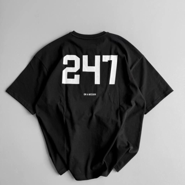 Baskılı Oversize Bisiklet Yaka T-shirt