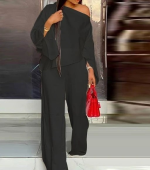 Kadın Uzun Kollu Tek Omuz Açık Ispanyol Kol Salaş Sandy Ikili Takım - Görsel 3