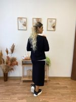 Kadın Uzun Kollu Tek Omuzu Açık Viskon Bluz Içi Atletli Ve Yandan şeritli üçlü Viskon Ikili Takım - Görsel 5