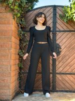 Kadın Geniş Fitilli Kaşkorse Prenses Kol Kare Yaka İkili Takım - Görsel 2