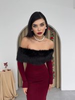 Bestia Straplez Tüy Detaylı Elbise - Görsel 3