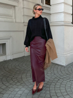 Uzun Kollu Yarı Balıkçı Yaka Triko Bluz - Görsel 3