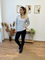 Kadın Uzun Kollu V Hakim Yaka çok Renkli Dokuma Bluz - Görsel 3