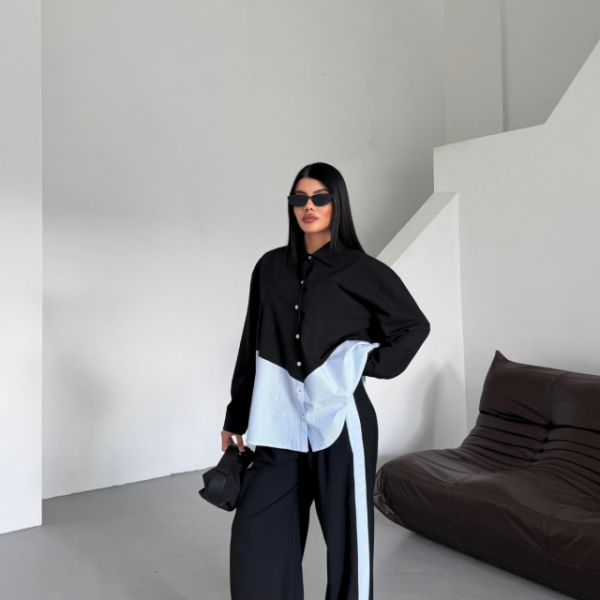 POLYVİSKON - POPLİN PARÇALI GÖMLEK PANTOLON TAKIM