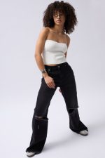 Straplez Dokulu Crop - Görsel 3