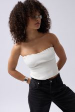 Straplez Dokulu Crop - Görsel 4