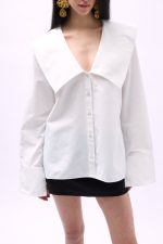 Geniş Yaka Volan Kol Gömlek - Görsel 4