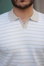 Erkek Kısa Kollu çizgi Desenli örme Kumaş Tshirt - Görsel 3