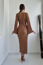 Vizon İspanyol Kol Piliseli Elbise - Görsel 4