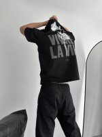 Baskılı Oversize Bisiklet Yaka T-shirt