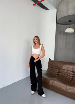 Osy Modal Yumuşak Dokulu Kumaş Nakış Işlemeli Rahat Bol Paça Eşofman Pantalon - Görsel 2