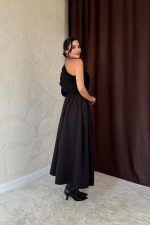 Siyah Beli Büzgülü Etek - Görsel 4