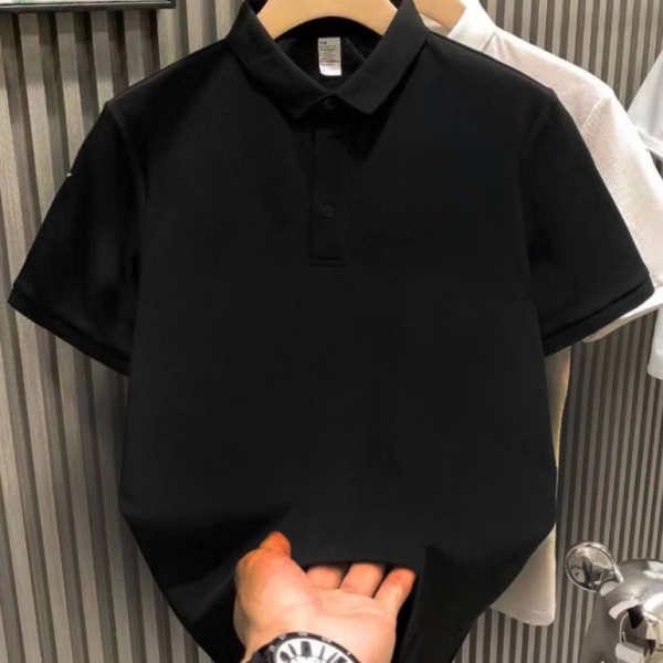Yakası Düğmeli Yakalı Pike Düz T-Shirt