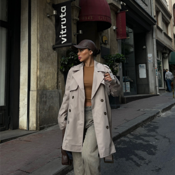 TRENCH KISA ŞANEL BOY - Taş