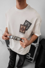 Erkek Baskılı Oversize T-shirt - Görsel 3