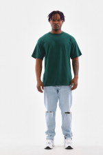 Unisex Oversize Düz Bisiklet Yaka T-Shirt - Görsel 3