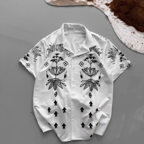 İki İplik Kumaş Baskılı Gömlek