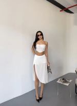 Çepli Şortlu Yırtmaçlı Etek