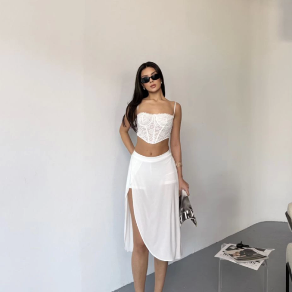 Çepli Şortlu Yırtmaçlı Etek