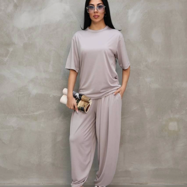 Osy Modal Yumuşak Dokulu Kumaş Oversize Bisiklet Yaka T-shirt Jogger Eşofman Altı Eşofman Takımı