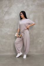 Osy Modal Yumuşak Dokulu Kumaş Oversize Bisiklet Yaka T-shirt Jogger Eşofman Altı Eşofman Takımı - Görsel 2